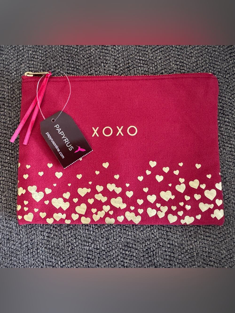 Papyrus XOXO Red Heart Zip Travel Bag